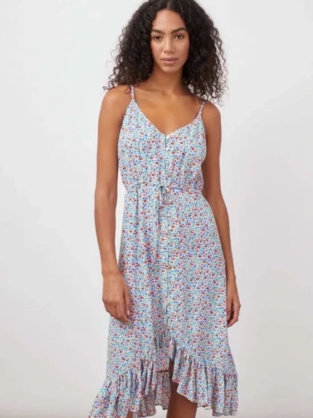 RAILS Frida Dress In In Wild Daisies Button Down Ruffle Midi‎ Size XS